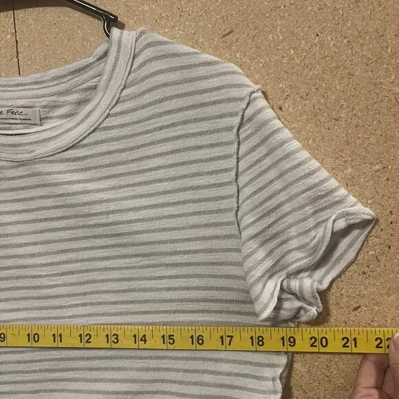 FREE PEOPLE We The Free Top Cropped Size Medium Sabrina Striped Terry Casual - Picture 6 of 10